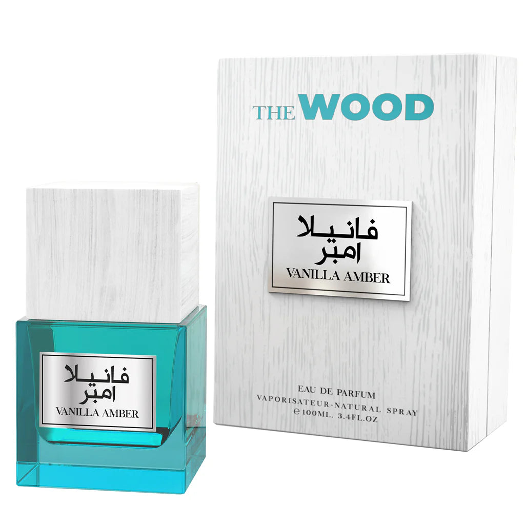 Milestone The Wood Vanilla Amber Eau de Parfum 100ml - Frasco turquesa caja blanca madera