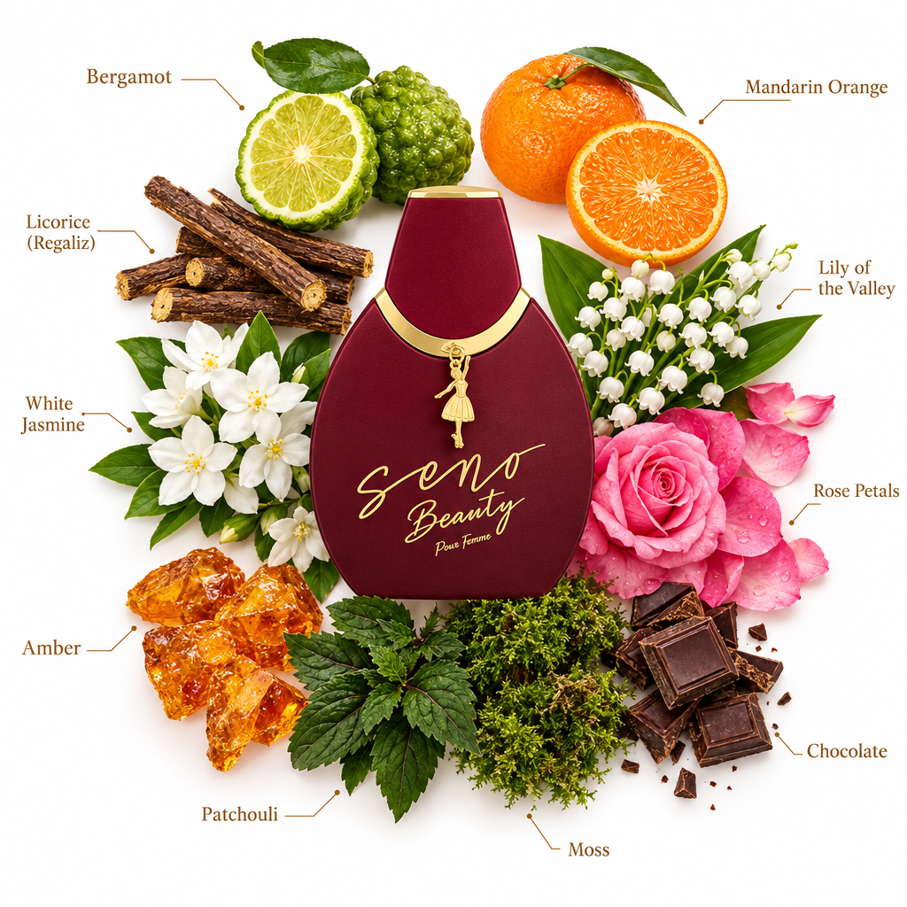 Prive Seno Beauty - Notas olfativas fondo blanco