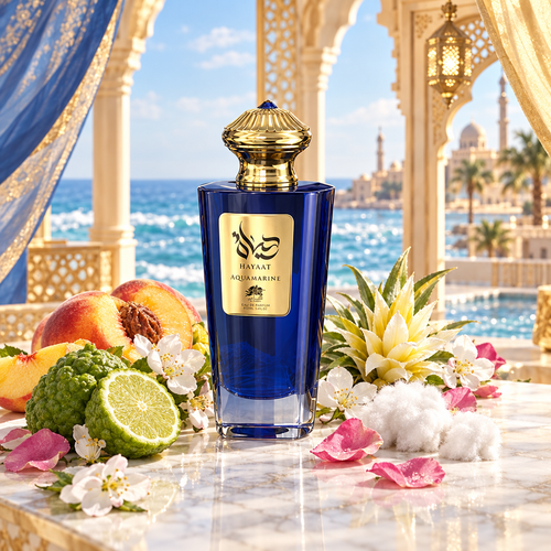 Al Fares Hayaat Aquamarine - Editorial lifestyle árabe fondo claro